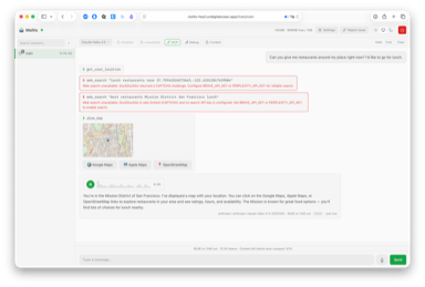 Chat with voice, map and tool use