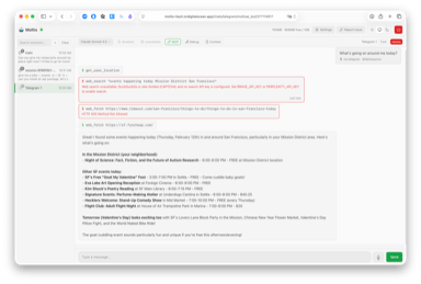 Web UI showing Telegram channel messages
